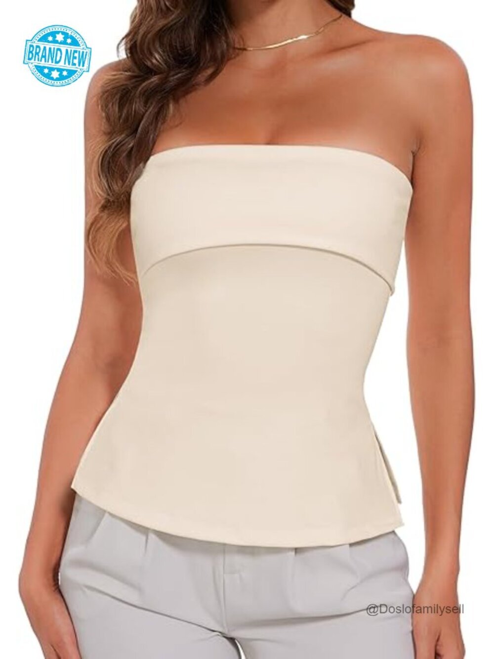 Strapless Tube Top Side Split Backless Bandeau Going Out Summer Tops